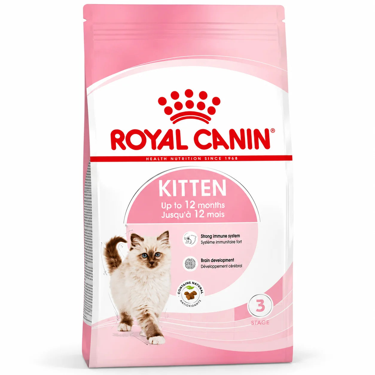 Royal Canin Kitten dry cat food bag from PETS BAKERI, featuring packaging with images of playful kittens and nutritious formula.